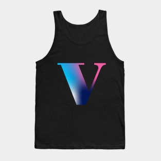 Capital Letter V Monogram Gradient Pink Blue White Tank Top